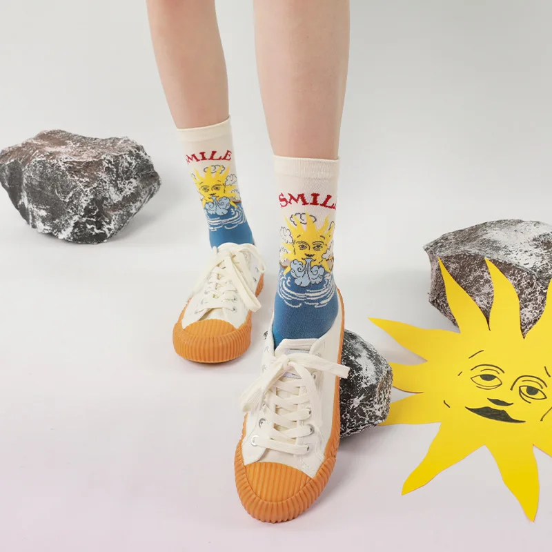 Женские носки-трубы на весну и лето новые продукты цветные Мультяшные милые