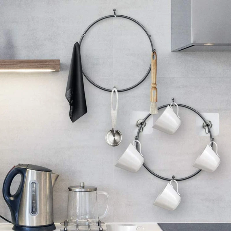 

Wall-Mounted Coffee Cup Holder (9.8 Inches / 3 Pieces) Round Cup Holder, with Coffee Cup Storage Rack and Storage Rack