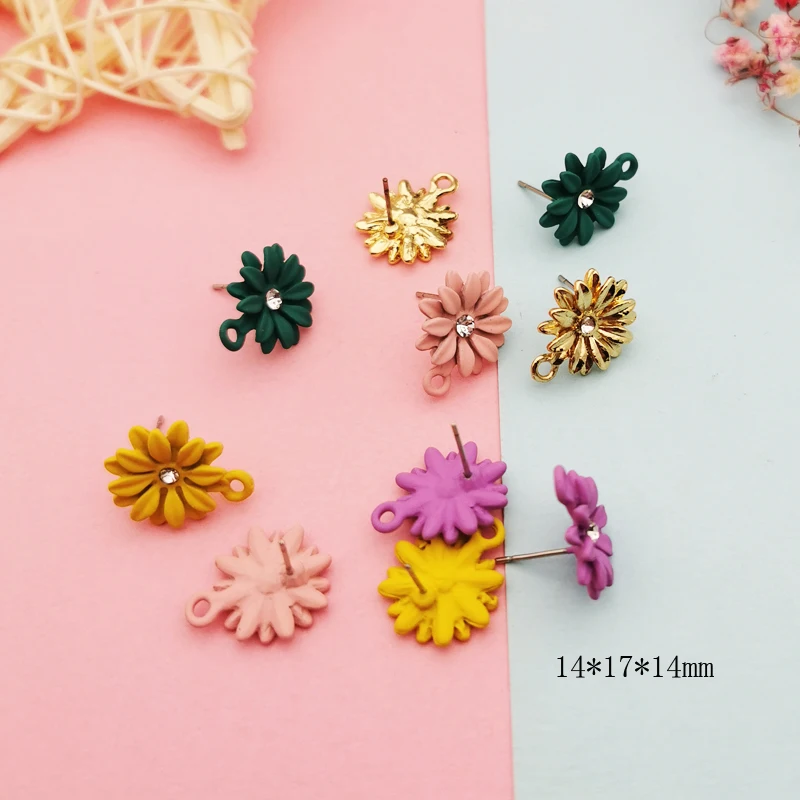 Серьги-гвоздики с эмалированным цветком 10 шт. | Украшения и аксессуары