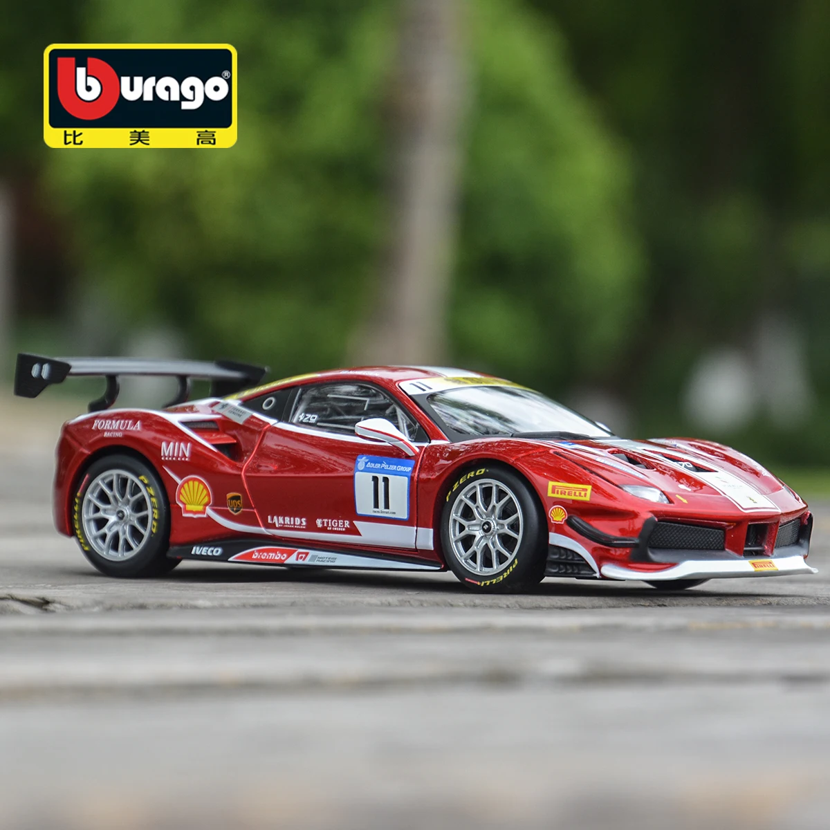 Фото Bburago 1:24 Ferrari 2017 488 CHALLENGE FORMULA RACING, коллекционная модель гоночного автомобиля из сплава, роскошная литая машинка, игрушка, подарок №1