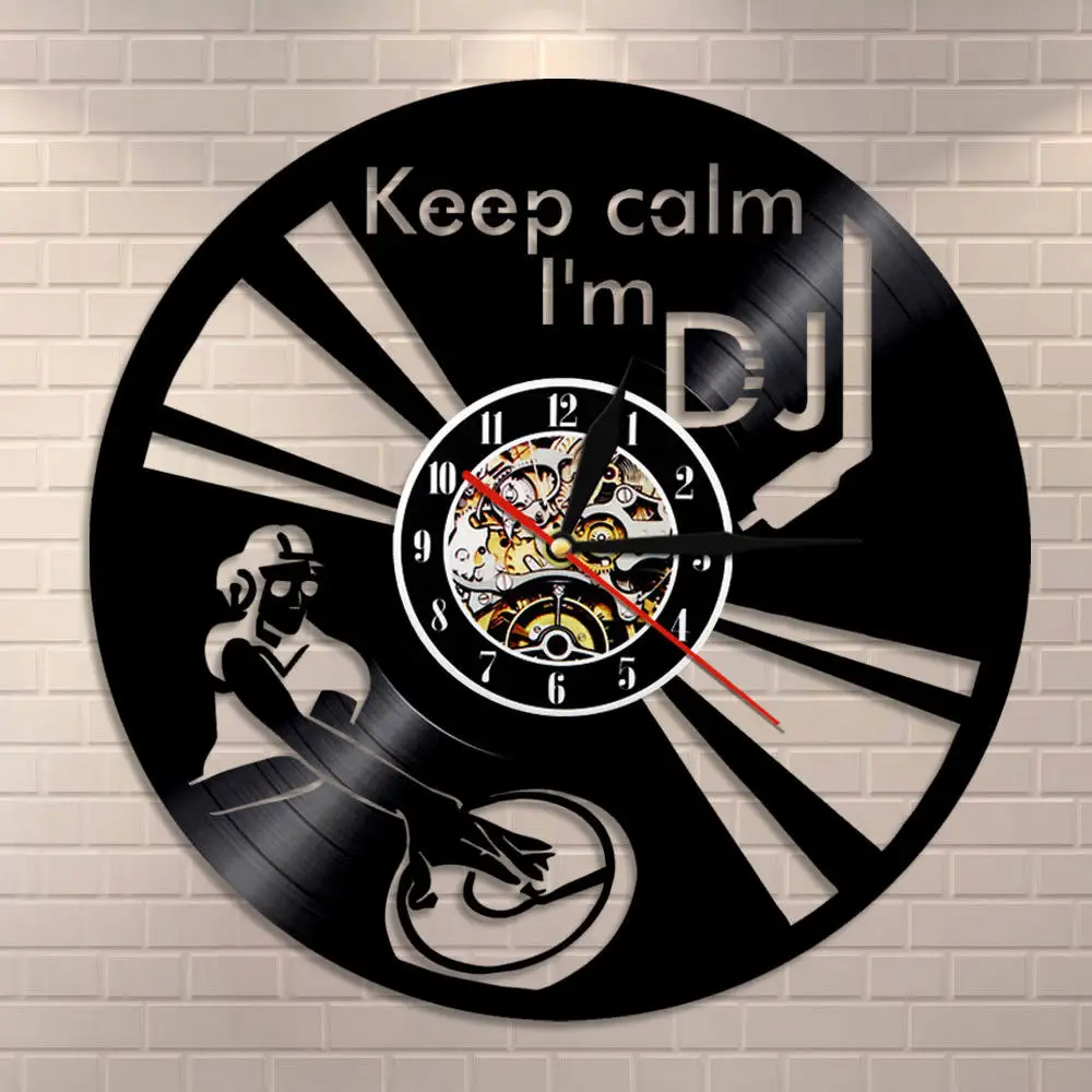 Прикольные настенные часы Keep Calm I'm DJ миксер для диджея проигрыватель виниловой