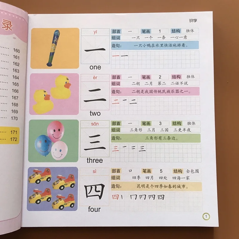 

New 1book Chinese Characters Learning Books Early Education for Preschool Kids Word Textbook with Pictures & Pinyin Sentences