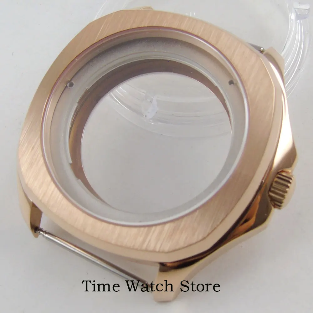 

Parnis 40mm gold plated watch case Sapphire crystal see through back case Fit ETA 2836 miyota 8215 movement C107