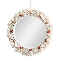fringed mirror frame nordic ins hand woven macrame dream catcher wall hanging girl bedroom decoration round walll mirror frame