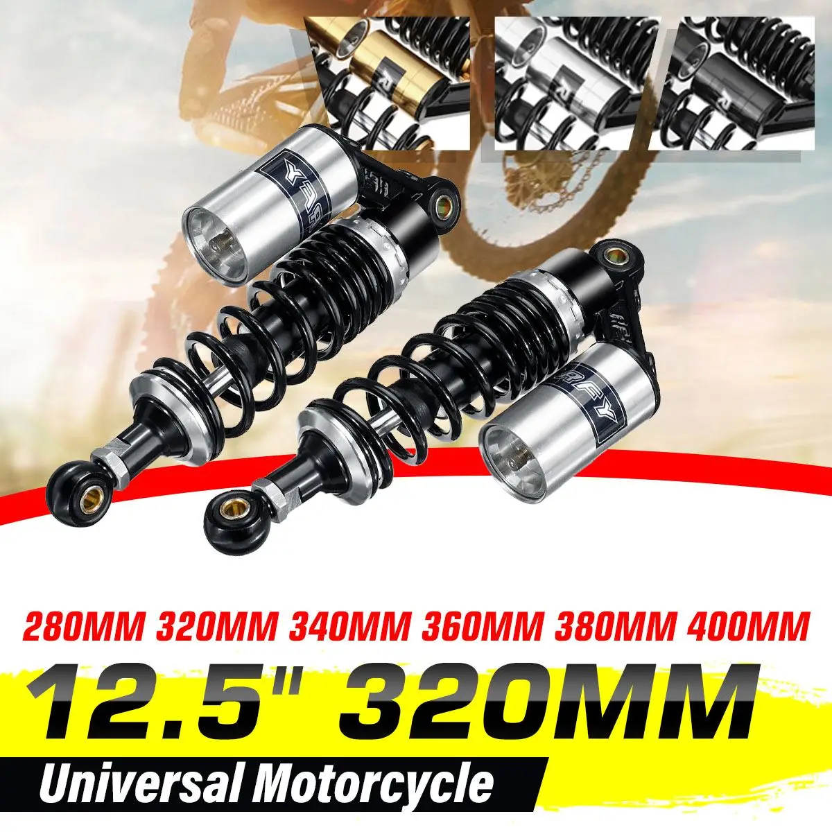 

320 мм Универсальные воздушные амортизаторы для задней подвески мотоцикла Honda/Yamaha/Suzuki 150cc-750cc ATV Quad внедорожный велосипед Скутер