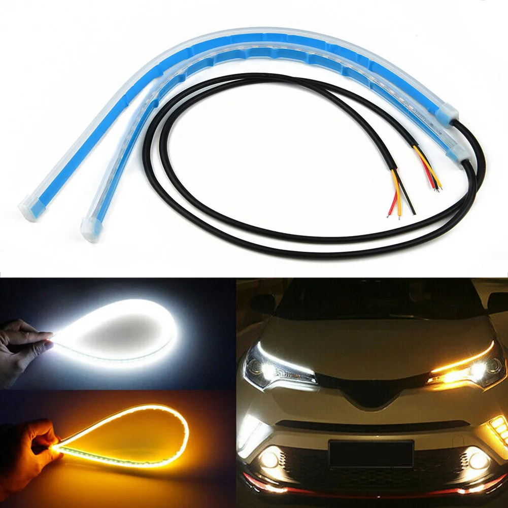 

2pcs Signal Light Strip Slim Amber Sequential DRL For Headlight Waterproof