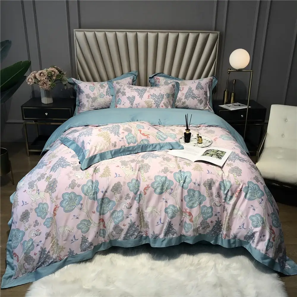 9 в спальню 4 шт. 60s Египетский хлопок Комплект постельного белья королева Король