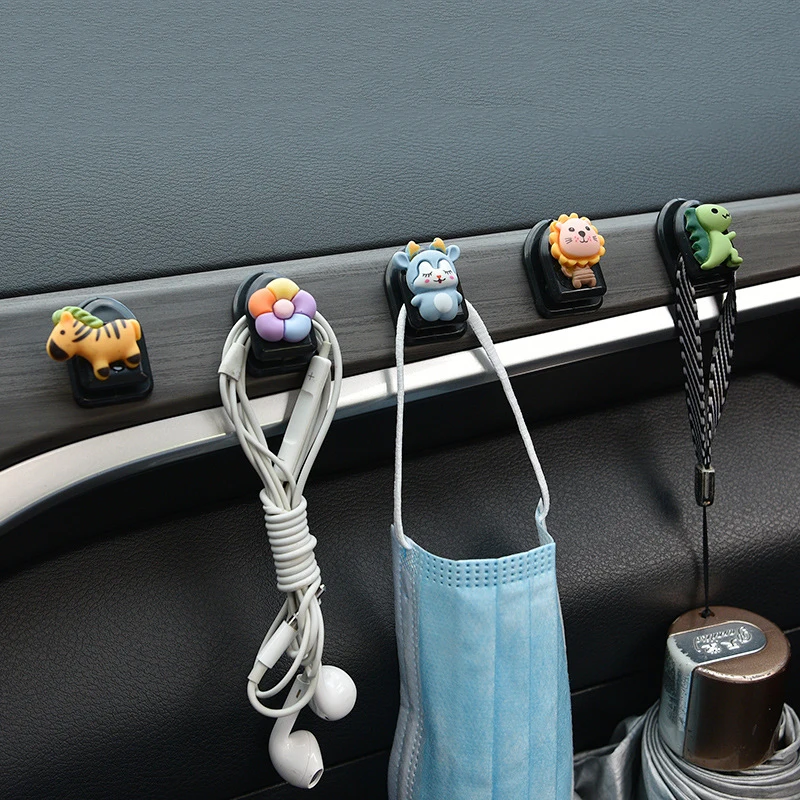 

5 шт./лот миниатюрные автомобильные крючки с цветами, органайзер, вешалка для хранения Usb-кабеля, наушников, ключей, автомобильный аксессуар, ...