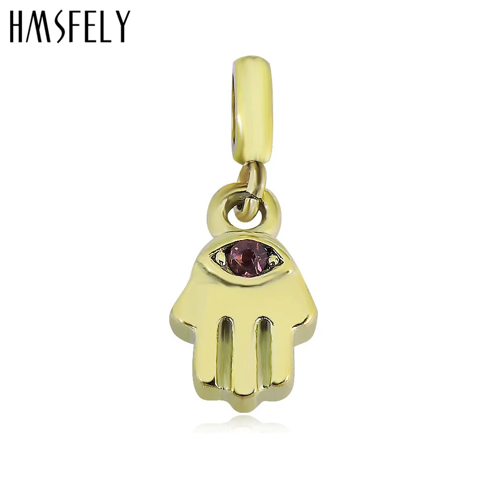HMSFELY 316L Stainless Steel Crystal Fatima Hand Pendant Accessories For DIY Charm Bracelet Necklace Jewelry Making 2.5mm Hole | Украшения