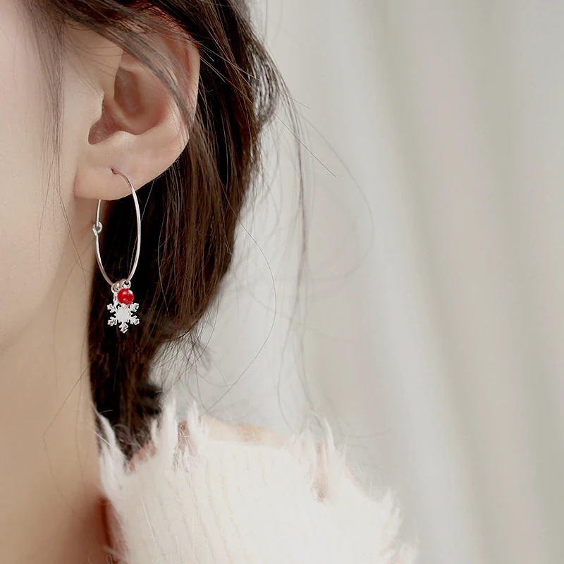 

Christmas gifts 925 sterling silver hoop earrings for women female contracted wind earring exaggerated personality fine jewelry