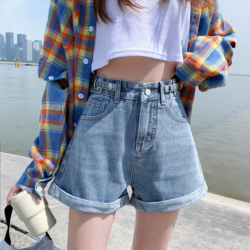 

Women 2021 Summer Fashion Streetwear High Waist Denim Shorts Female Casual Wide Leg Shorts Ladies Plus Size Jeans Shorts Y05