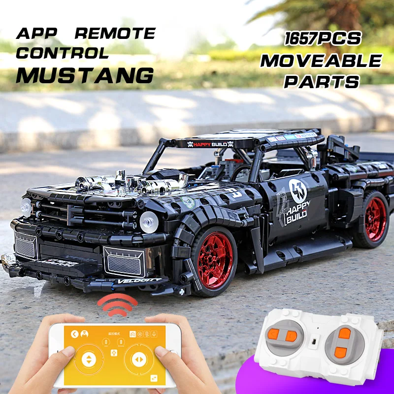 1:12 приложение технические игрушки совместим с MOC 22970 Mustang Hoonicorn двигатель модель