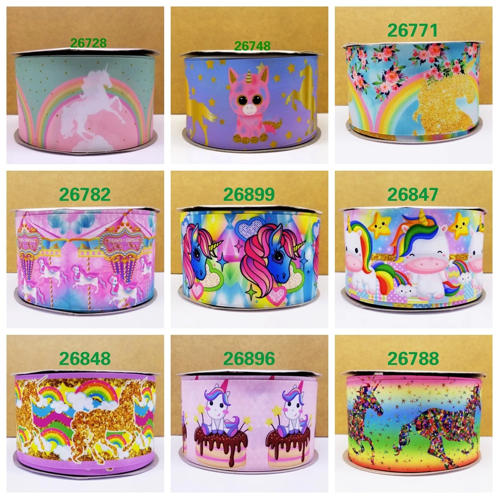 Бесплатная доставка 10 ярдов корсажная лента с принтом единорога 75 мм 26728|Ленты