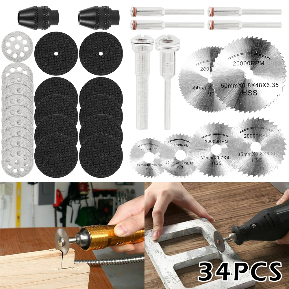 34 шт. дисковые пилы отрезные колеса алмазные HSS мини режущие диски для резки