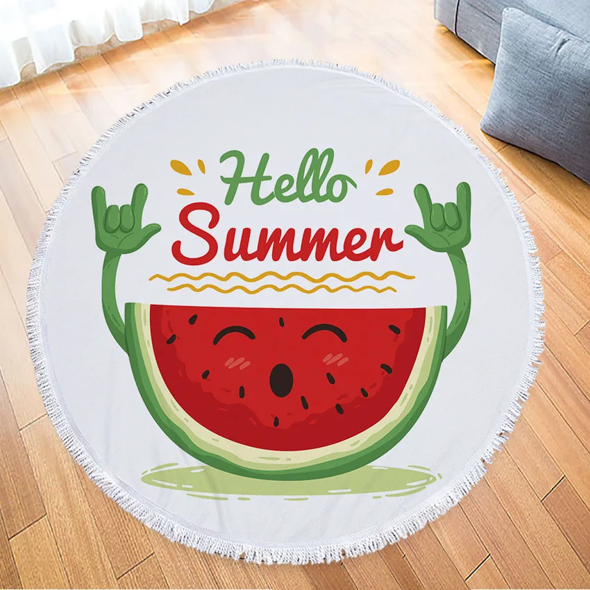 

Круглое пляжное полотенце из микрофибры, мультяшный милый рисунок фруктов, нежное 3d полотенце для душа, для улицы, одеяло, для гостиной, дома...