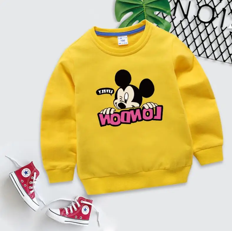 Новый пуловер с героями мультфильмов 2019 г. Весенне осенняя футболка для детей