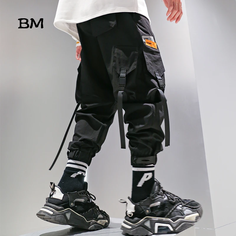 Модные черные шаровары в стиле хип-хоп уличная одежда спортивные бегуны