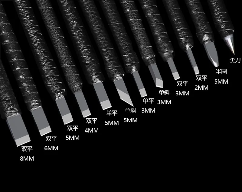 12 шт вольфрамовые стальные ручные инструменты для резьбы по камню набор ножей |