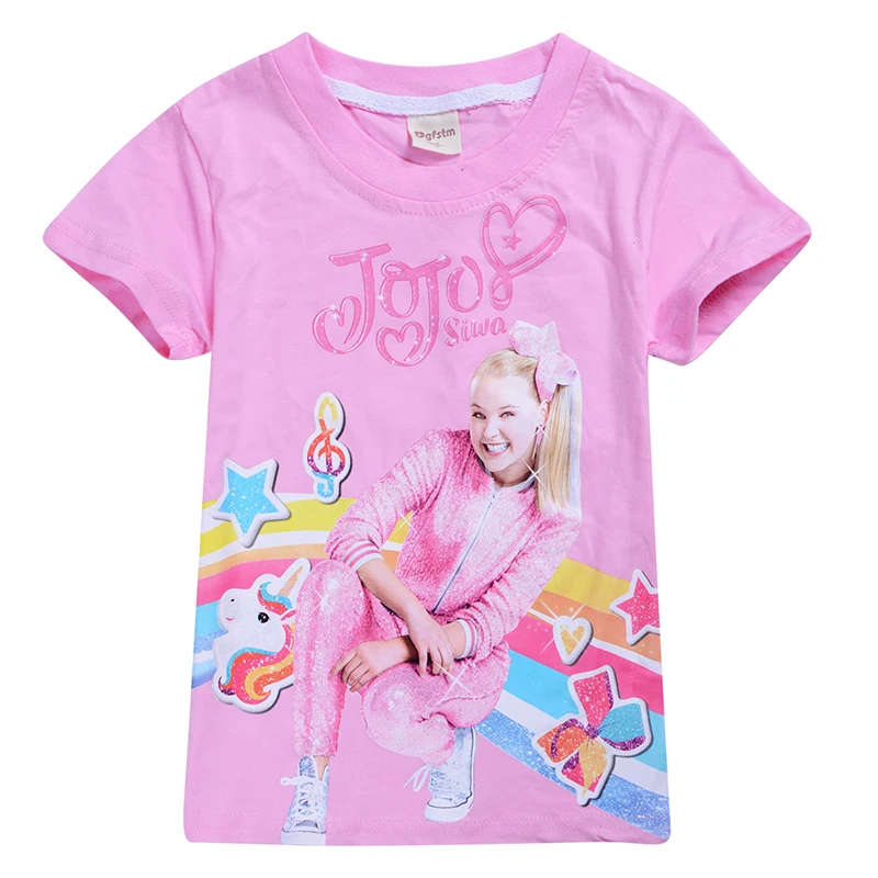 JOJO siwa/Блестящая хлопковая детская одежда для девочек, футболка летние топы с короткими рукавами и штаны для маленьких девочек, спортивные комплекты одежды - Цвет: Tee