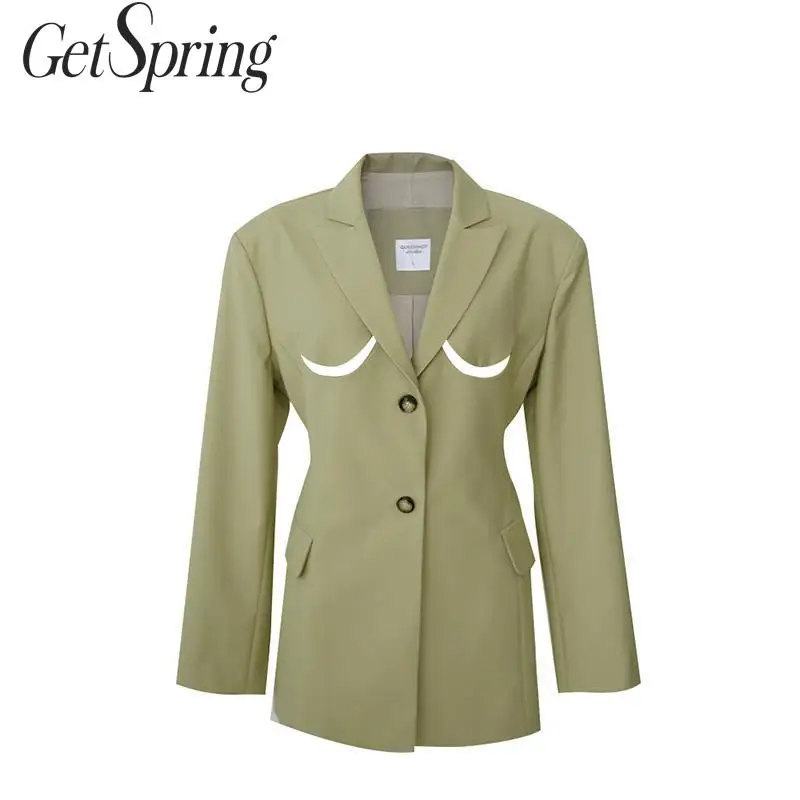 Getвесенний Женский блейзер однобортный длинный рукав женский Блейзер Пальто