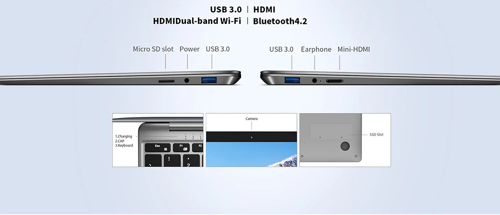 Ноутбук Teclast F7 Plus 14,0 ''Windows 10 Thuis Versie Intel Gemini Lake N4100 четырехъядерный 1,1 ГГц 8 Гб ram 256 ГБ SSD