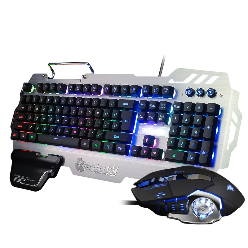 Игровая клавиатура Механическая Проводная, USB, игровая профессиональная Blacklight светодиодный регулируемый свет с металлической панелью для PC Gamer