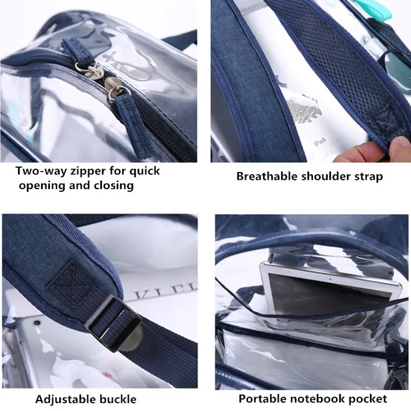 Прозрачный рюкзак из ПВХ женский водонепроницаемый прозрачный Подростковый для