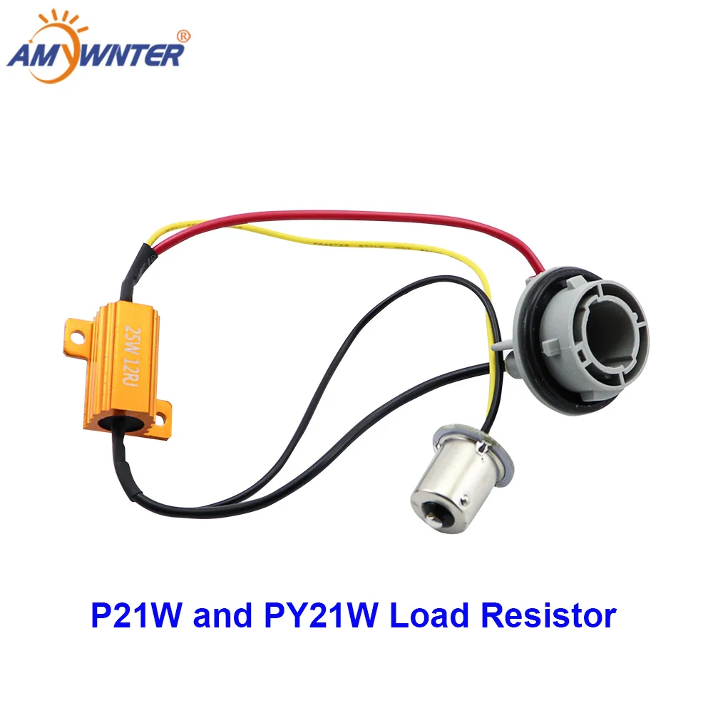 AMYWNTER 1156 BA15S BAU15S P21W 1056 PY21W автомобильный декодер компенсатора светодиодный нагрузочный резистор Автомобильная сирена, легкая в установке, 12В 25W Canbus не мерцает декодер