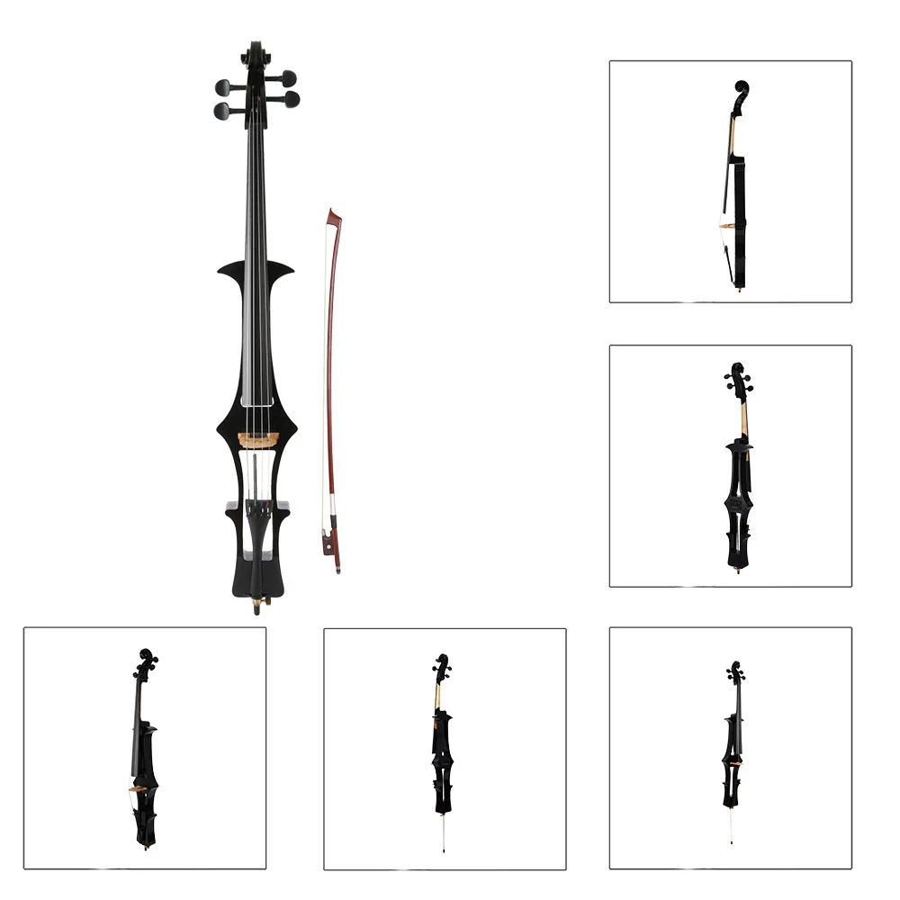 Новинка 4/4 черная Виолончель из массива дерева электрическая Бесшумная + лук V1 |