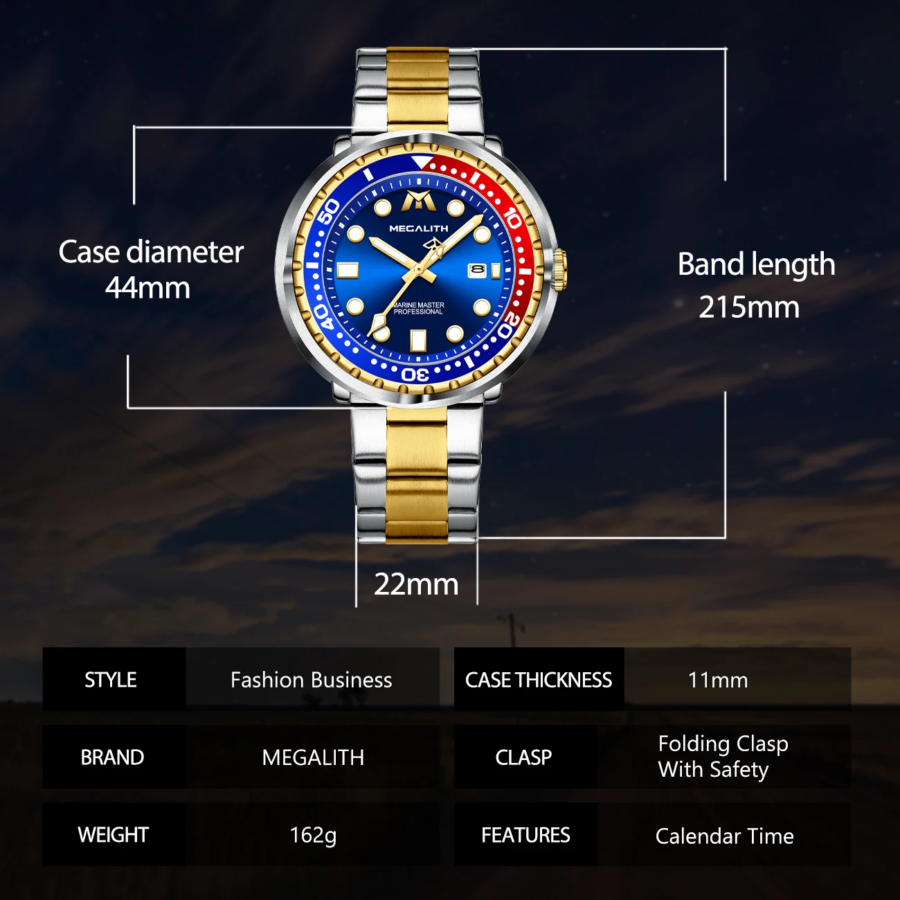 Wholesale Price MEGALITH Men watches Fashion Big Dial Waterproof Watch Man Stainless Steel Strap Date Quartz Clock Male Boy 8605 | Наручные
