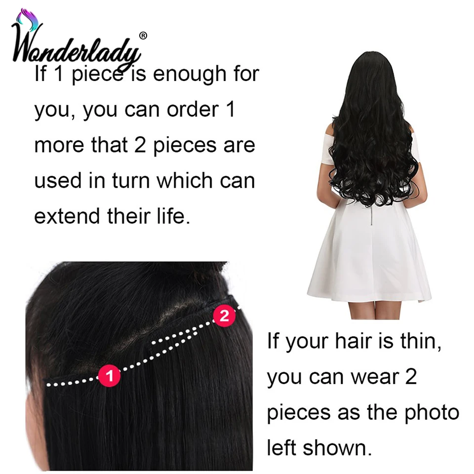 WonderLady наращивание волос на клипсе 22 дюйма 25 цветов Омбре синтетические вьющиеся