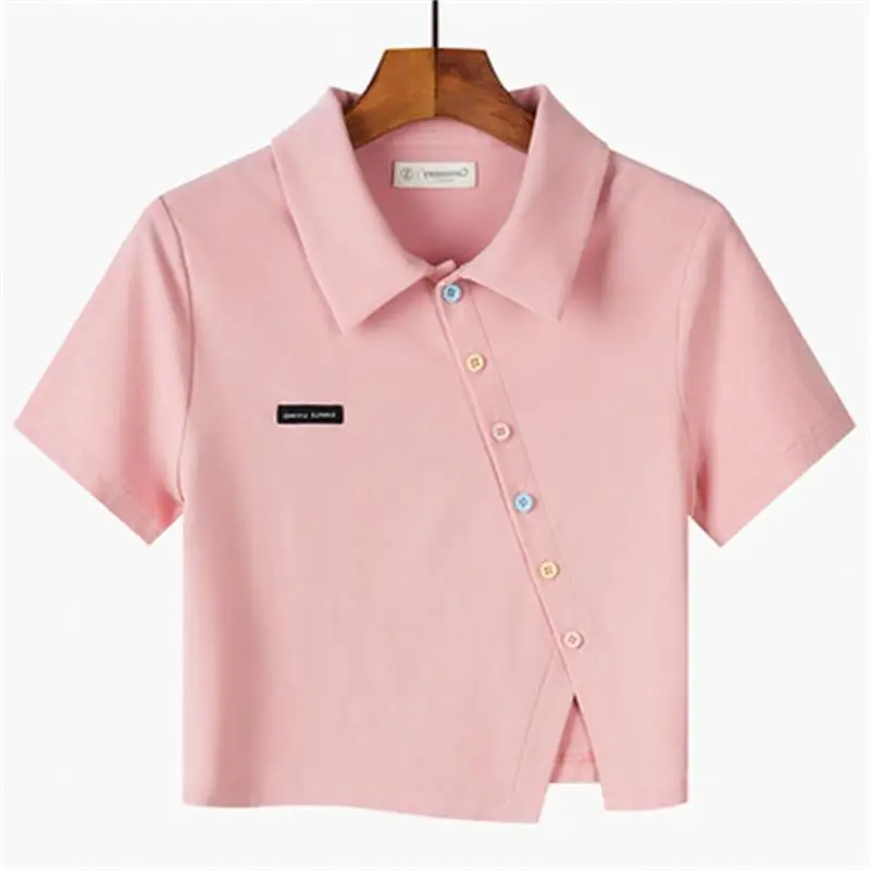 

Women's Summer New Short-sleeved T-shirt Lapel Top POLO Shirt Summer Slim Short-sleeved Top for Travel Party