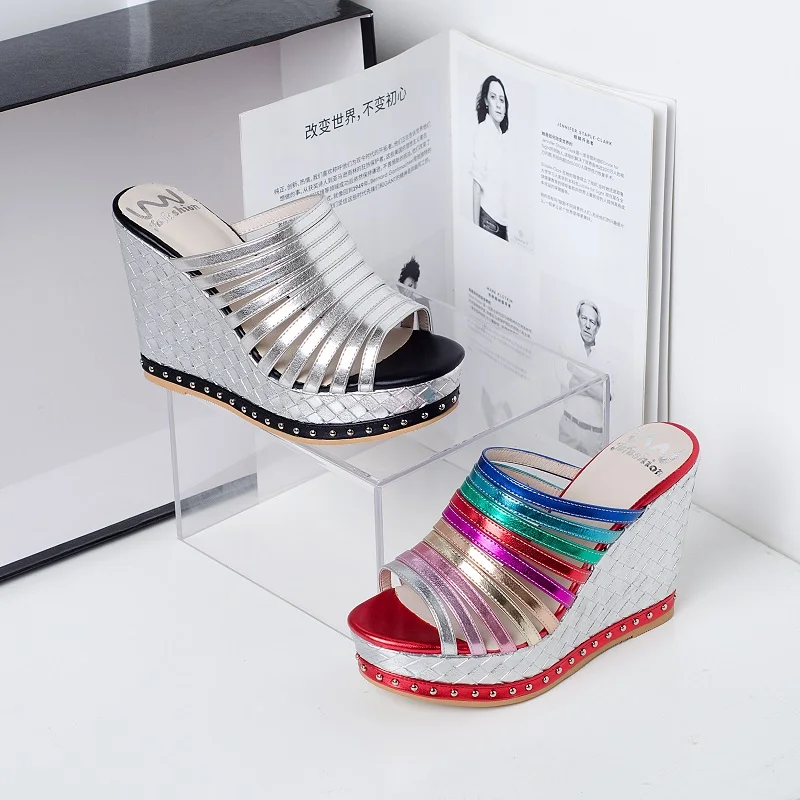 MEZEREON Sandals Women Wedges Shoes Pumps Sexy High Heels Bohemia Summer Rainbow Platform Sandalia Feminina | Обувь