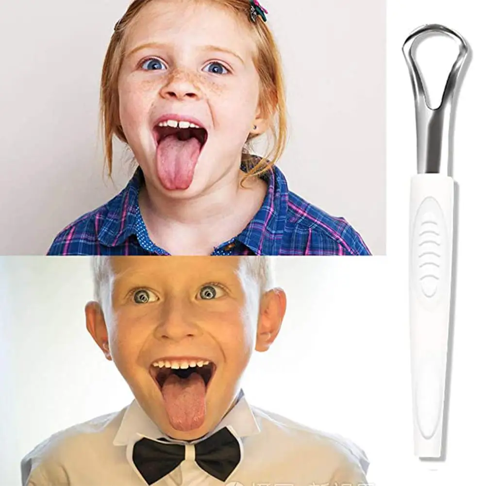 

Portable Tongue Cleaner Tongue Scraper Reusable Steel Cleaning Mouth Brush Device W7D3