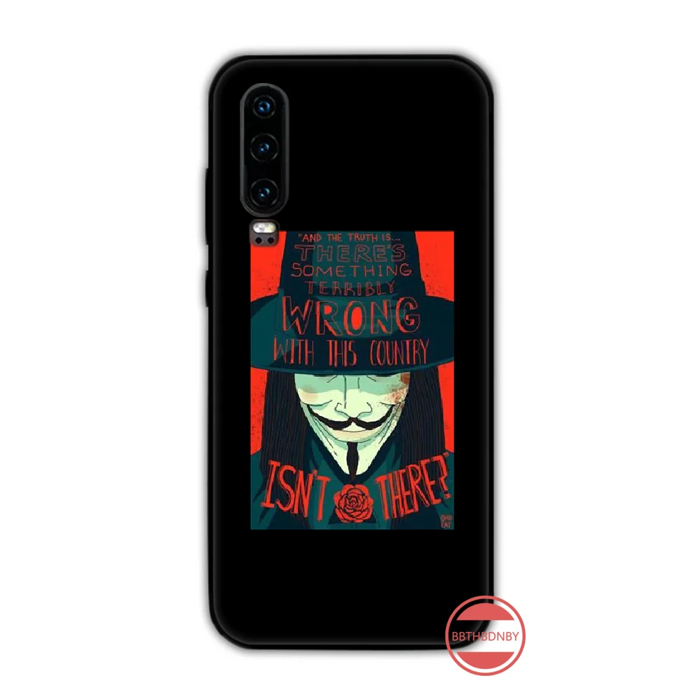 V-vendetta Маска Роза крутой узор DIY Роскошный чехол для телефона Funda Huawei P9 P10 P20 P30 Lite 2016