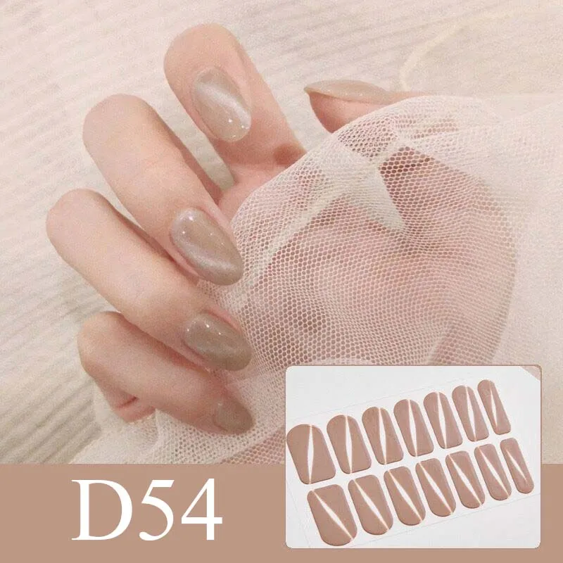 

D54 Color DIY Nail Wraps Full Cover Nails Sticker Art Decorations Manicure Adhesive Polish Nails Valentine Gift