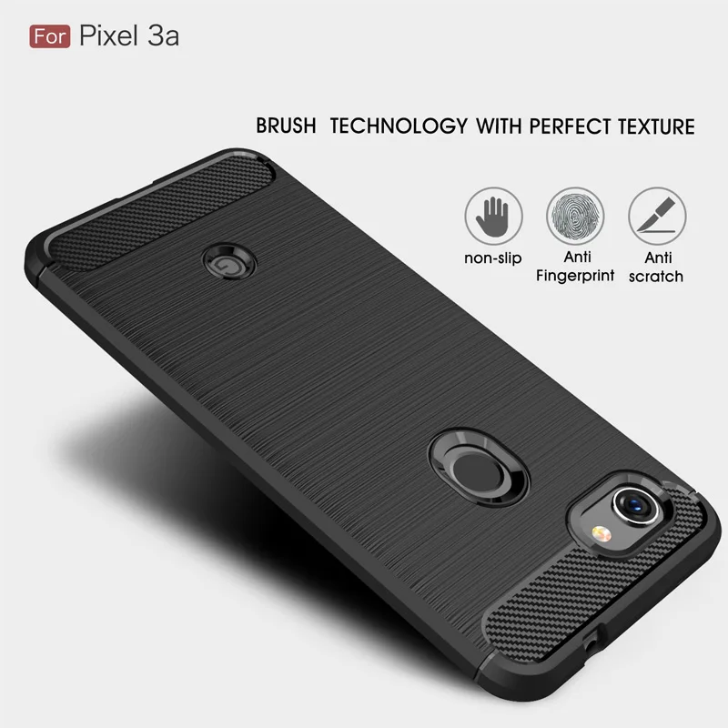 For Google Pixel 4 3 3a 2 case Luxury Slim Armor Soft Silicone Back Cover for Pixel 6 5a 4XL 3a XL 2 XL Brushed Carbon Fiber