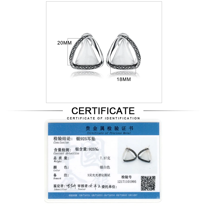 

REAL FINE 925 STERLING SILVER RETRO CLIP EARRINGS TRIANGLE FEMALE SILVER JEWELRY FOR WOMEN FASHION