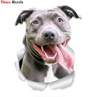 Наклейка Three Ratels FC54 3D American Bully Happy питбулл для автомобиля, туалета, холодильника