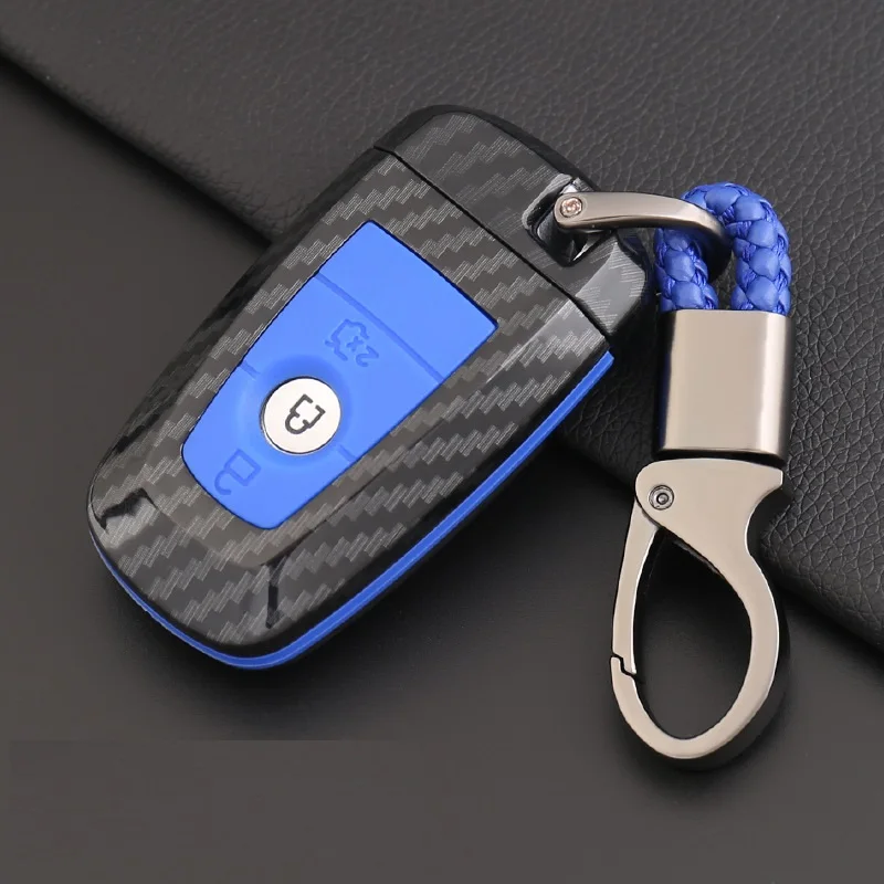 3button carbon blue Углеродное волокно, АБС-пластик, автомобильный корпус умного ключа Крышка для Ford Fusion Mustang Explorer F-150 F-250 F-350 футляр для дистанционного ключа - Название цвета: 3button carbon blue