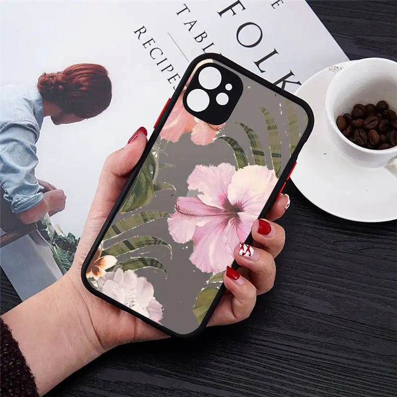 

Banana leaf Phone Case matte transparent For iphone 7 8 11 12 plus mini x xs xr pro max cover