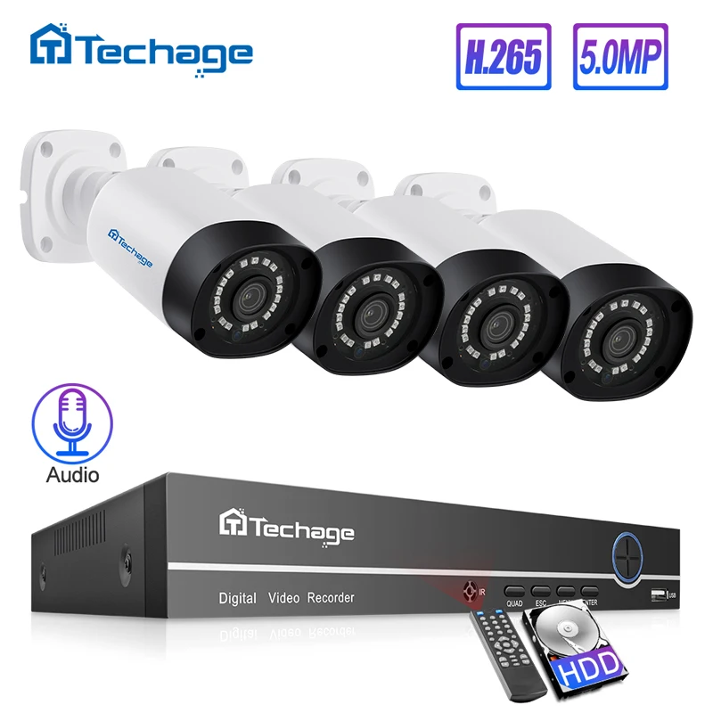 H.265 8CH POE NVR комплект 5MP CCTV системы ИК Открытый IP66 водонепроницаемый 5MP аудио IP камера P2P Onvif видео безопасности комплект наблюдения