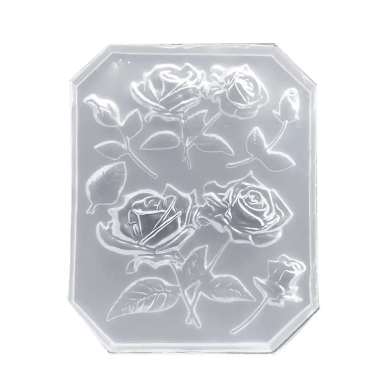 

New Mirror DIY Handmade UV Crystal Epoxy Mold With Leaf Big Rose Jewelry Pendant Accessories