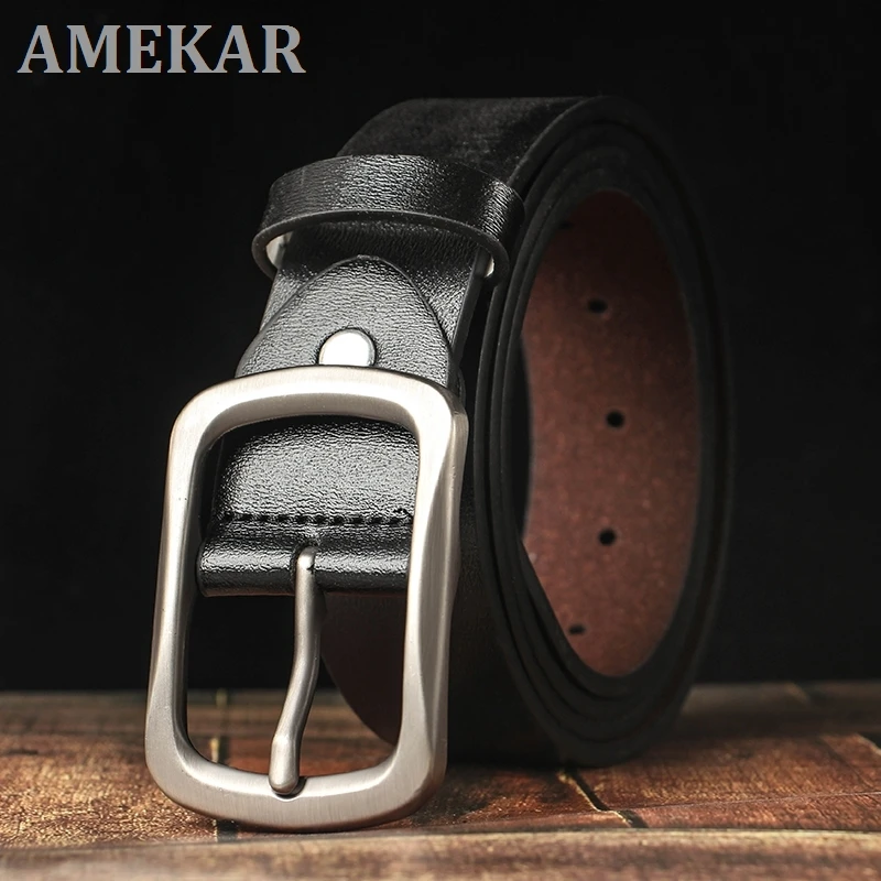 

2021 brand belt men extra long size Jeans Cowskin Casual belt buckle jeans belt High quality Leather belt for men