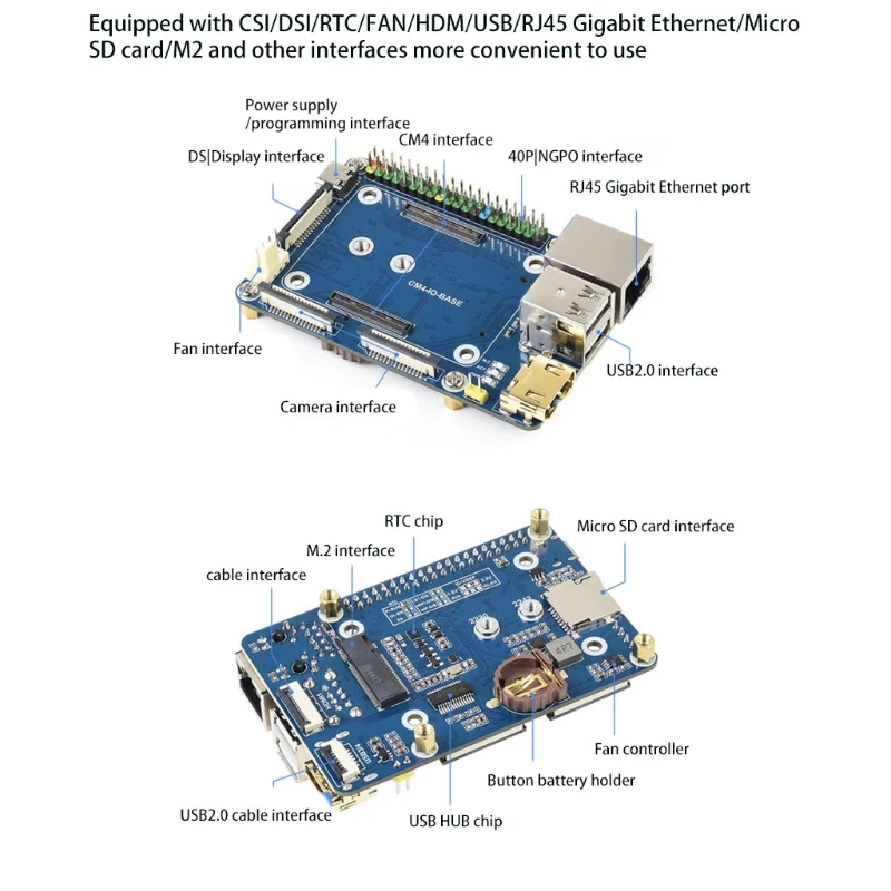 

Mini Base Board Designed for Raspberry Pi Compute Module 4 CM4 Powerful Functions in Small Sized Body for Evaluating