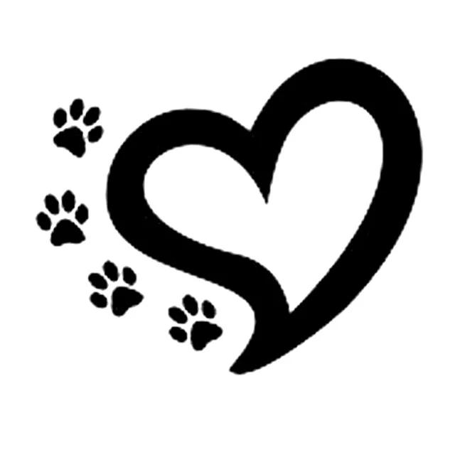 

16cm*13cm Fashion Heart With 4 Dog Paws Print Vinyl Decals Car Sticker Black/Silver