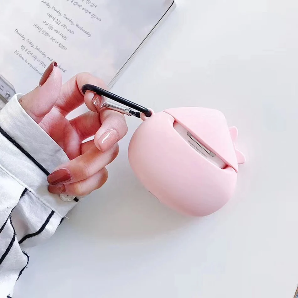 Чехол для наушников AirPods с 3D рисунком "День человека", "зуб персик", Чехол для наушников Airpods 2/i10/i11 TWS, защитная крышка, крючок карабина