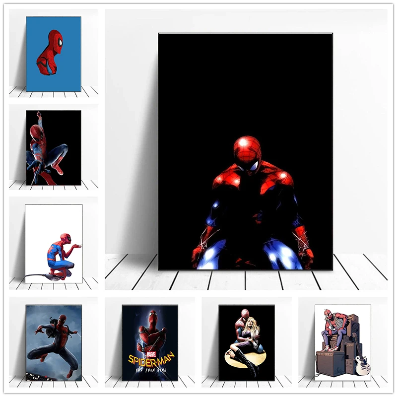 

Classic Marvel Anime Movie Canvas Paintings Avengers Spiderman Posters and Prints Wall Art Pictures for Living Room Home Decor