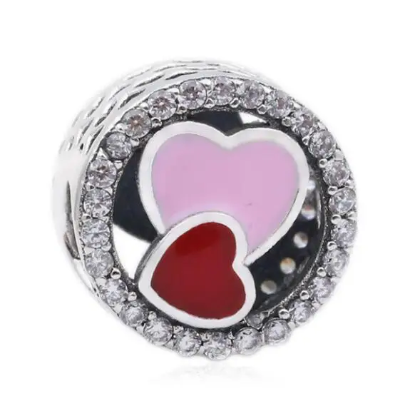 

Бусины из серебра 925 пробы с красной и розовой эмалью для браслетов и ожерелий