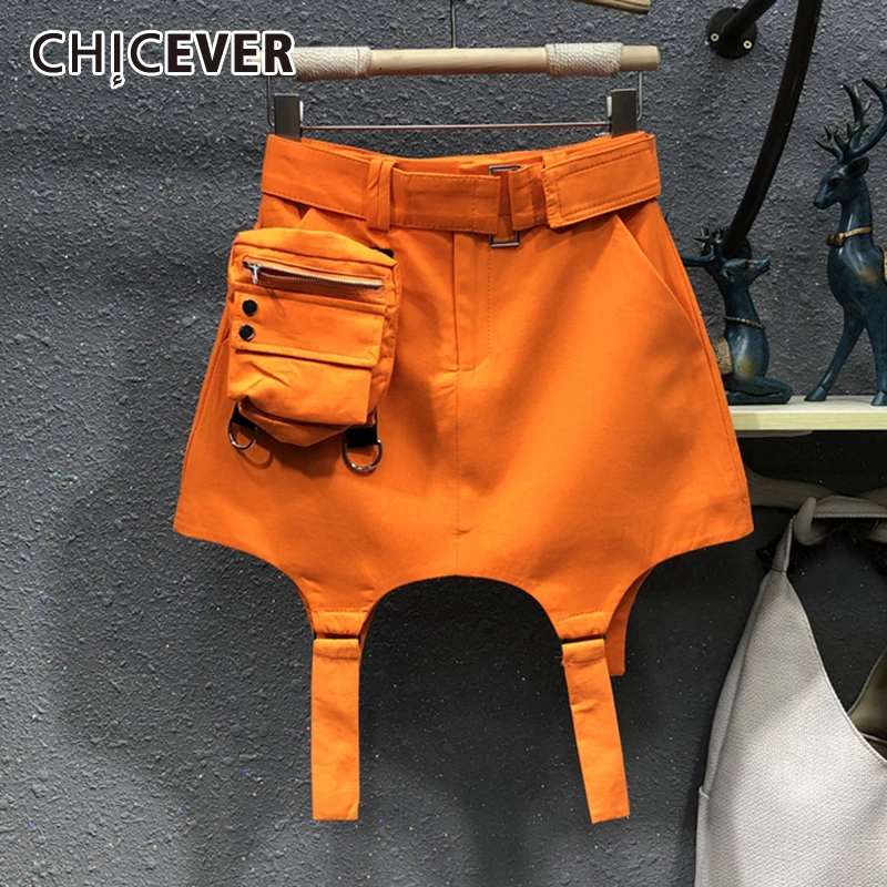 

Мини-юбка CHICEVER женская с высокой талией, асимметричным подолом и накладными карманами